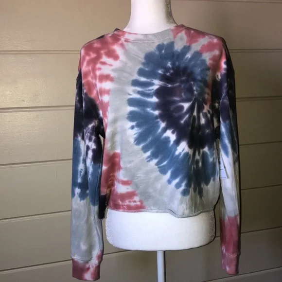 Tie Dye Mazzy Sweatshirt Size Small – Vintage Crop, Raw Edge, - Picture 6 of 12